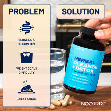 Nootrix Herbal Cleanse + Detox | 15-Day Gut & Colon Cleanse With Milk Thistle | Supports Digestive Health & Bloating Relief | Weight Loss Product With Ginger Root, Apple Cider Vinegar | 60 Vegan Capsules