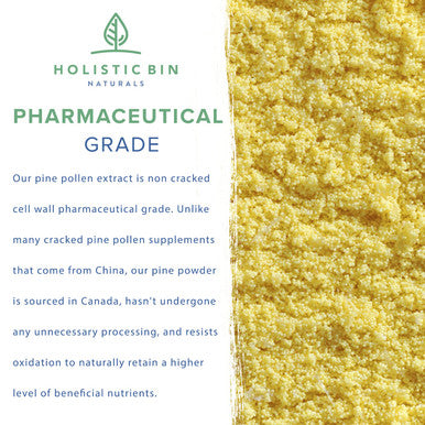 Organic Pine Pollen Powder by Holistic Bin | Pharmaceutical Grade, Wild Harvested, Golden Pine Pollen | Non GMO, No Additives | Pure Pollen Supplement Made from The Ghost Pine Tree, 20 g