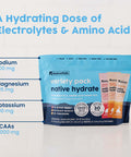 NativePath Native Hydrate Stick Packs with Electrolytes and Amino Acids Variety Pack Mixed Berry Peach Mango Tangerine 30 Servings