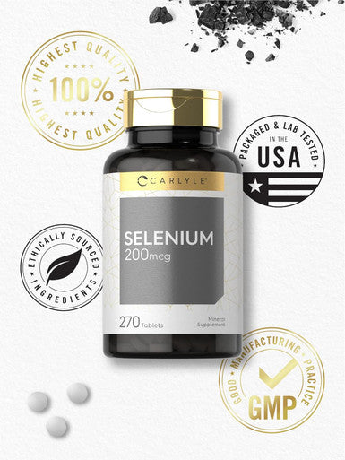 Carlyle Selenium Supplement 200Mcg 270 Tablet Capsules Essential Trace Mineral Vegetarian, Non-Gmo, Gluten Free
