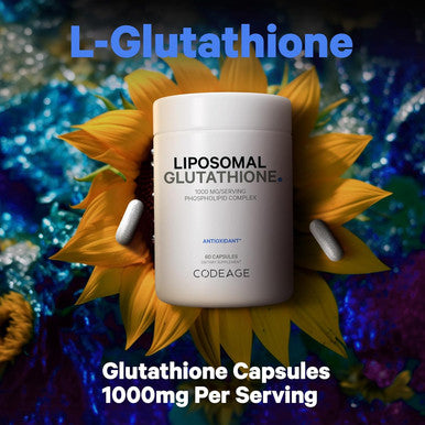 Codeage Liposomal Glutathione 1000 mg Supplement High-Potency Reduced Glutathione - Liposomal Delivery - L-Glutathione - Phospholipids - Non-GMO Gluten- - 60 Capsules