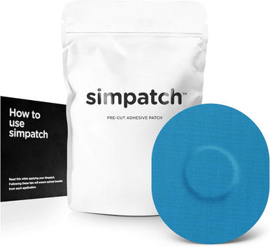 Simpatch Universal Adhesive Patch (25-Pack) Waterproof Adhesive CGM Patches (Blue)