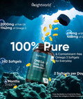 Weightworld Omega 3 Fish Oil 2000mg - 240 Capsules (4 Months Supply) - 674mg EPA & 468mg DHA - Cod Liver Oil Capsules Alternative - High Strength Omega 3 Fatty Acids Supplements for Eyes Brain & Heart (EFSA)