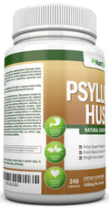 NutriONN PSYLLIUM Husk Capsules - 1450mg - 240 Capsules - Premium Psyllium Fiber Supplement - Great for Digestion and Regularity - 100% Soluble Fiber
