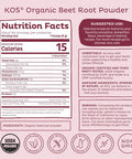Kos Organic Beet Root Powder - Usda Certified, Non-Gmo, Gluten & Soy - 90 Servings