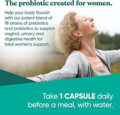 Eu Natural Flourish Probiotics + Prebiotics for Women Gut and Digestion Urinary Tract Reduce Bloating Vaginal Health 18 Clinically Proven Strains 14 Billion CFU 30 Shelf-Stable Mini Vegan Capsules
