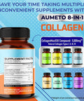 Aumeto Collagen Types I II III IV with Hyaluronic Acid Resveratrol Biotin Vitamin C - Advanced 8-in-1 Formula for Skin Hair Nails & Joint Support - Made in The USA (90 Count (Pack of 1))