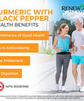 Renew Actives Turmeric Curcumin + Black Pepper - Digestive Aid, Promotes Liver Health - Wound Care - Health & Wellness Boost - 120 Capsules