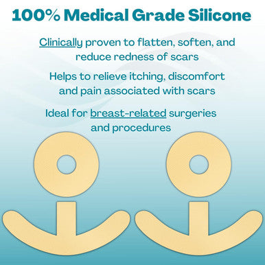Newgel+ Advanced Silicone Scar Treatment Sheets For Breast Reconstruction Surgery "Anchor" Scars, 2 Breast Anchors And 2 Areola Circles (4-Count) - Beige