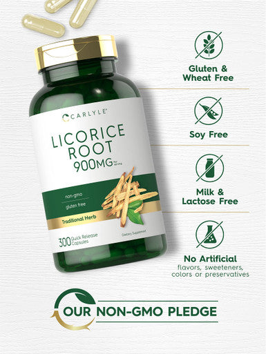 Carlyle Licorice Root Extract | 900Mg | 300 Capsules | Non-Gmo, Gluten Free Supplement