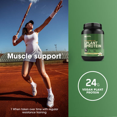 Optimum Nutrition Gold Standard 100% Plant Based Protein Powder Gluten Free Vegan Protein For Muscle Support And Recovery With Amino Acids Creamy Vanilla 20 Servings