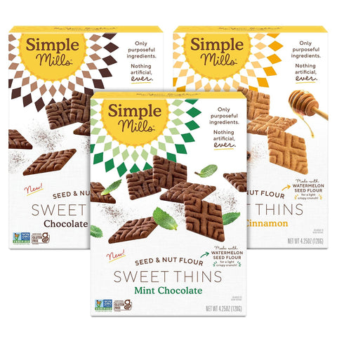 Simple Mills Honey Cinnamon Seed & Nut Flour Sweet Thins, Paleo Friendly & Delicious Sweet Thin Cookies, Good for Snacks, Nutrient Dense, 4.25oz, Pack of 1