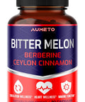 Aumeto Bitter Melon Capsules - Enhanced with Berberine Ceylon Cinnamon for Circulation Wellness and Immune Function (90 Count (Pack of 1))