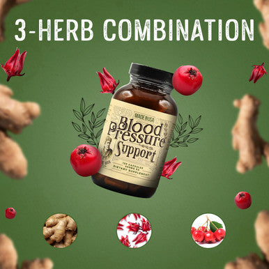 Medicine Man Plant Co . Blood Pressure Support 120 Capsules - Natural Herbal Pills With Hawthorn, Rosella Hibiscus, And Ginger - Organic And Herbal Supplement