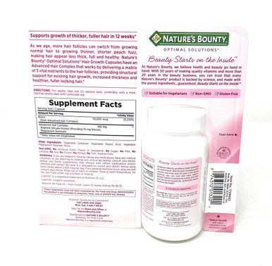 Nature's Bounty Hair Growth Supplement 1 Per Day Clinically Shown To Support Thicker Fuller Hair With Biotin Silicon & Arginine 90 Capsules