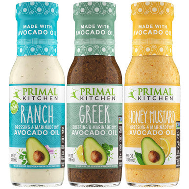 Primal Kitchen Ranch Greek And Honey Mustard Salad Dressing & Marinade Variety Pack Made With Avocado Oil