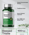 Blessed Thistle 1600 mg | 150 Capsules | Max Potency | Great for Breastfeeding | Non-GMO, Gluten Free Herb Supplement | by Horbaach