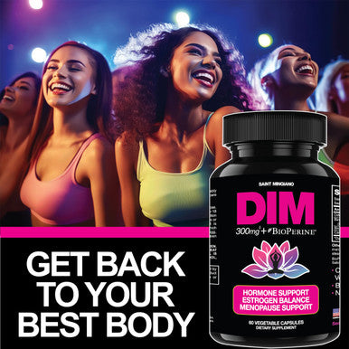 Saint Mingiano Dim 300Mg Diindolylmethane Supplements | Hormone Estrogen And Menopause Balance | Supports Hot Flashes & Night Sweats | 60 Capsules