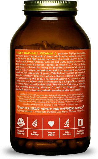 HealthForce SuperFoods Truly Natural Vitamin C - 240 VeganCaps - Pack of 2 - Whole Food Vitamin C Complex from Acerola Cherry Powder - Immune Support - Vegan & Gluten Free - 60 Total Servings