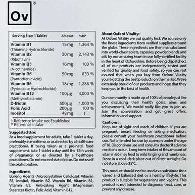 Vitamin B Complex Tablets Supplements by Oxford Vitality