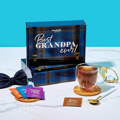 Thoughtfully Gourmet Best Grandpa Ever Tea Set Tea Sampler Includes 6 Flavors of Tea with Inspirational Quotes Great Grandpa s Set of 90
