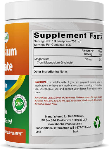 Best Naturals Magnesium Glycinate Powder - 1 Pound (1 LB (Pack of 1))