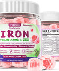 Vegan Iron Gummies Supplement - High Absorption Chelated Bisglycinate Iron With Vitamin C, B-Complex, Folate For Energy, Blood Builder Iron Filled Supplement For Adults & Kids - No After Taste, 60Cts