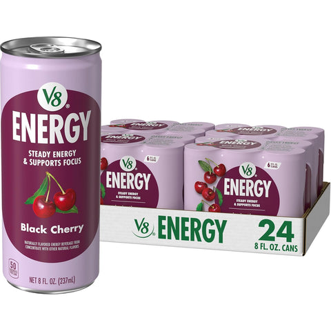 V8 Energy Strawberry Banana Juice Energy Drink, 8 fl oz Can (24 Pack)