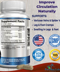 YUMMYVITE Blood Circulation Supplement - With Hawthorn, Butchers Broom, Horse Chestnut, Arginine, Diosmin, Varicose Veins Treatment, Circulation Support - 90 Capsules