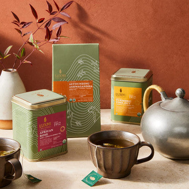Luxmi Estates Herbal Tea Collection Loose Leaf Tea x 3 | Turmeric Tea Ashwagandha Tea African Rose Tea | USDA Organic Herbal Tea |