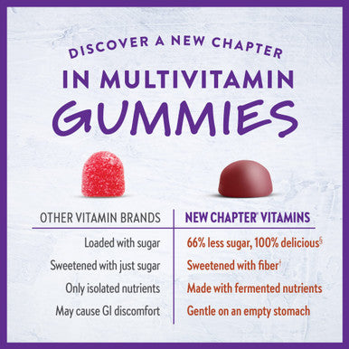New Chapter Men s Multivitamin Gummies, 66% Less Sugar, Men s Gummy Vitamins with Vitamin C, D3 & Zinc, Non-GMO, Gluten Free, Berry-Citrus, 75ct
