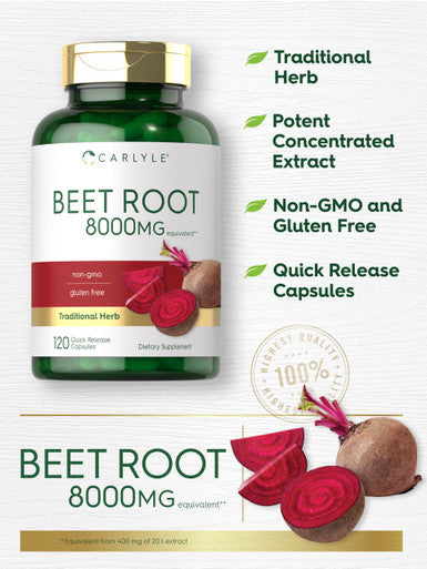 Carlyle Beet Root Capsules | 8000 Mg | 120 Count | Non-Gmo And Gluten Free Supplement