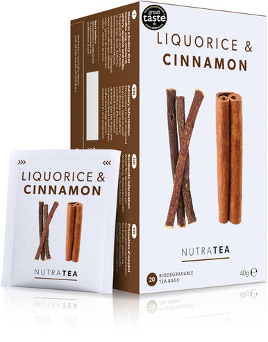 Nutra Tea - Liquorice & Cinnamon Tea | Licorice Tea | Cinnamon Tea - 20 Tea Bags - Herbal Tea - (1 Pack)