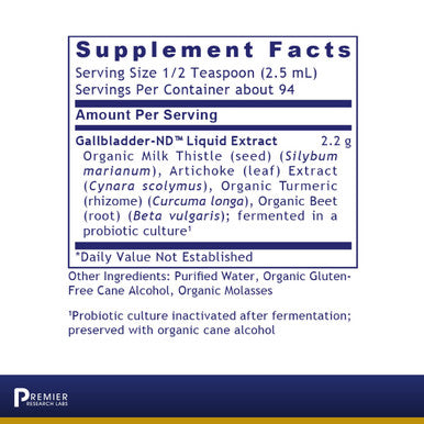 Premier Research Labs Fermented Gallbladder-Nd - Probiotics For Gallbladder Health - With Artichoke, Beetroot Extract & Milk This