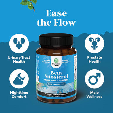 Natures Craft Plant Sterols Complex with Beta Sitosterol - 500mg Beta-Sitosterol Sterols and Stanols Supplement for Prostate Support - Prostate Health Supplement for Men - 90 Tablets