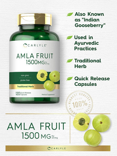 Carlyle Amla Capsules | 1500mg | 120 Count | Amalaki Fruit | Non-GMO and Gluten Free Supplement