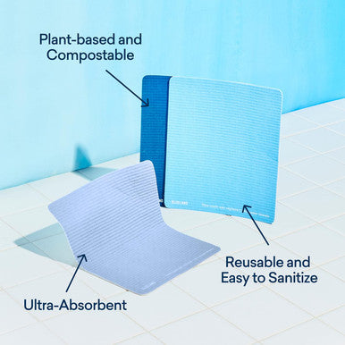Blueland Cloud Cloth - 3 Pack - Reusable Ultra-Absorbent Swedish Dish Cloth Natural Kitchen Sponge Towel Made from All-Natural Cotton & Plant Cellulose - for Kitchen Counters & Washing Dishes