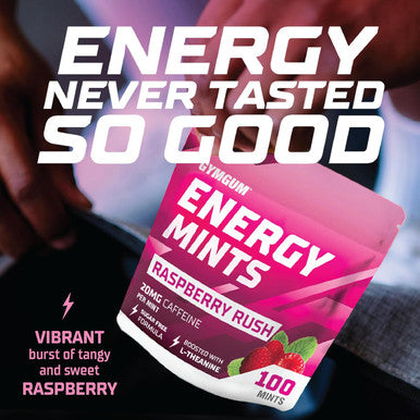 Energy Caffeine Mints Caffeine + L-Theanine + B Vitamins Caffeinated Mints With 60Mg Caffeine Per Serving Delicious Sugar Energy Mints (Raspberry Rush, 100 Count)