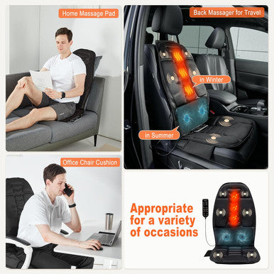 Back Massager With Heat For Pain Relief Deep Tissue, Portable Massage Chair Cushion And Seat Pad For Office/Home Gifts For Men & Women