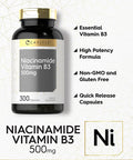 Carlyle Niacinamide Vitamin B3 | 500Mg | 300 Capsules | Non-Gmo, Gluten Free Supplement