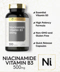 Carlyle Niacinamide Vitamin B3 | 500Mg | 300 Capsules | Non-Gmo, Gluten Free Supplement