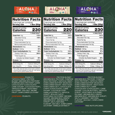 ALOHA Organic Plant Based Protein Bars - Sampler Pack 2nd Edition - 12 Bars Vegan Low Sugar Gluten-Free Paleo Low Carb Non-GMO No Stevia No Erythritol