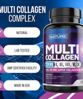 Built Nature Collagen Powder Pills, Hydrolyzed Type 1 & 3 Peptides, Grass-Fed 5-In-1 Multi Collagen Complex Supplement, Healthy Hair, Skin, Nails, Bones & Joints, Keto & Paleo Friendly, Non-Gmo, 60 Capsules