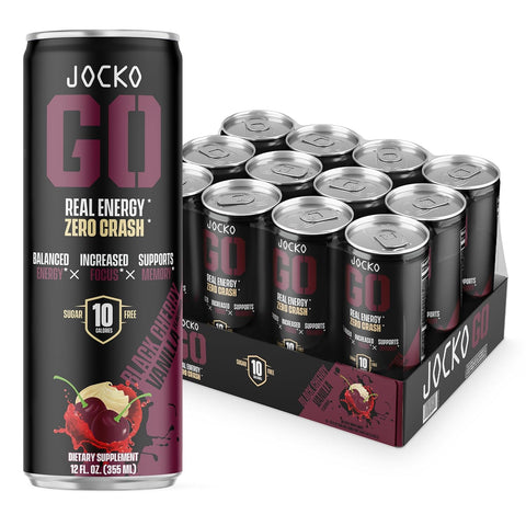 Jocko GO Energy Drink - Keto, Vitamin B12, Vitamin B6, Electrolytes, L Theanine, Magnesium- Energy Boost, Sugar Free Nootropic Monk Fruit Blend - 12 Pack (Pink Lemonade)