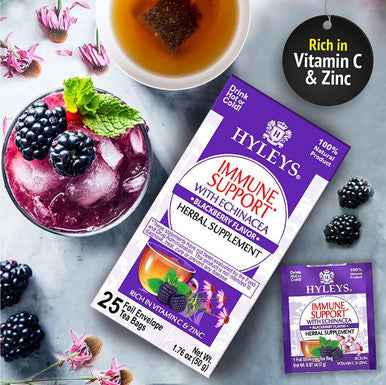 Hyleys Immunity Tea with Ecea BlackBerry Flavor - 25 Tea Bags (1 Pack) - Support Your Immune System