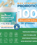 ForestLeaf Probiotics for Men and Women 100 Billion CFU 26 Unique Strains Men's and Women's Probiotic and Prebiotics Support Digestive Health Gut Wellness Energy Mood Immune PH Balance (30 Caps)