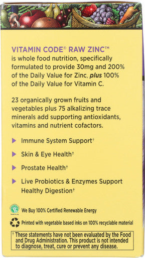 Garden of Life Vitamin Code Zinc Vegan Capsules 60 Ct