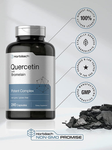 Quercetin with Bromelain Supplement | 240 Capsules | Non-GMO and Gluten Free | by Horbaach