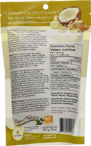 Ecoideas Organic Ft Ginger Coconut Sugar, 227g