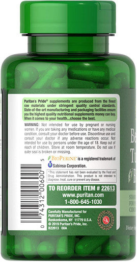 Berberine Turmeric & Bioperine by Puritan's Pride Supports Antioxidant Health 60 Capsules Berberine Turmeric & Bioperine (22613)
